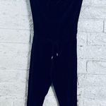 Bebe Y2K baby WomensXS TP Black Velvet Jumpsuit Rhinestone Spellout Strapless Photo 1