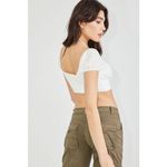 Garage  nwt Clara Crop Top snow white front tie medium puff sleeve sweetheart nk Photo 2