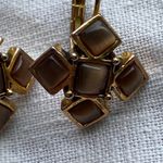 Beautiful Tigers Eye With European Back Earrings Gold Photo 2