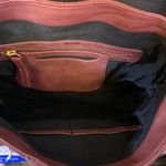 La Victoire Burgundy Leather & Fabric Purse with Chain Strap Red Photo 6