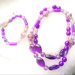 VINTAGE Beaded Necklace/Bracelet Purple & Gold Photo 0