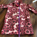 Boden Rainy Day Mac Cotton Coat Geometric Floral Daisy Pink No Hood Size 10 Photo 9