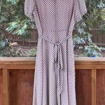 Maison Tara White And Brown Polka Dot Classic Midi Dress Size 16W Photo 1