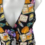 Nicole Miller Vintage  Multicolor 100% Silk Graphic Print Sleeveless Vest Top XL Photo 2