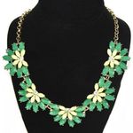 Women's Green and Gold Floral Cluster Statement 19" + 3" Extender Necklace Photo 7