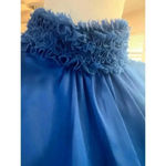 ZARA  womens blue sleeveless satin ruffled neck shirt size small Photo 2