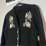 Boston Proper  Black Cardigan Sweater Size Large Embellished Pearl Beaded Floral Photo 0
