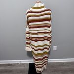 Free People  Beach Atlas Pullover Turtleneck Sweater Dress Stripe Bronze Combo Photo 7