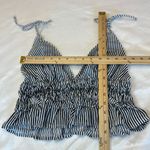 Sim & Sam Sim‎ & Sam Crop Top Womens L Black White Striped Sleeveless Ruched V neck Photo 4