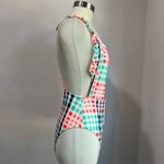Aerie Gingham Colorful Plaid Ruffle Apron Style One Piece Bathing Suit Sz L Photo 4