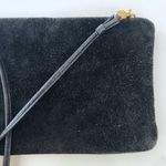 Vintage Magid Soft Suede Black Slim Line Zipper Top Crossbody Clutch Bag Photo 6