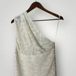 IRO  Roxanie One Shoulder Fil Coupé Chiffon Mini Dress Off White Size 40 or US‎ 8 Photo 3