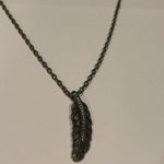 J.Crew Signed  Brass Tone Chain Necklace Feather Pendant With Rhinestone Photo 4