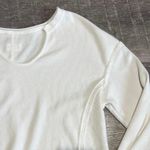 Boutique Waffle Knit White Pullover Top Womens S Exposed Seam Cotton Blend Crop Shirt Photo 2
