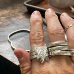 Sterling silver stack of 2 rings with an Eagle Photo 7