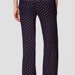 Loft Ann Taylor  Geo Fluid Drawstring Pants Navy Blue Satin Women’s 2 Photo 2