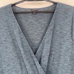 Torrid  Faux Wrap Knit Dress Sz 4X Blue Ribbed Stretchy V-Neck Comfy Curvy Soft Photo 2