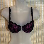 Victoria's Secret Vintage Gold Label 1990s Black Pink Underwire Lace Bra 34B? Photo 0
