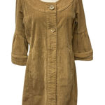 LAL Women's Corduroy Button Front Dress with‎ Bell Sleeve Camel Brown Size M Size M Photo 0