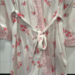 Carole Hochman Mixed Floral Robe Wrap NEW White Pink Medium Cotton Pockets Photo 6