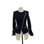 Veronica Beard Jordan Collarless Moto Jacket In Black Size 0 Photo 2