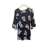 A New Day Women's Dress Black Floral Print Size M Bell Sleeves 70's Style A-line Photo 1