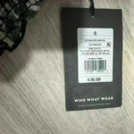 Who What Wear NWT  Ruffle High Neck Short Sleeve Black White Shift Dress Size S Photo 2