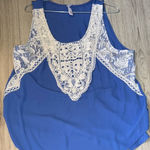 Xhilaration  Blue and White Lace Tank Top sleeveless shirt Photo 0