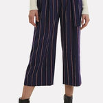 Derek Lam  10 Crosby Blue Navy Striped Satin Culottes Pants Size 00 Photo 0