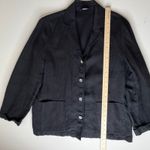 Lands' End  100% Linen Blazer Sz 16 Black Jacket Minimalist Neutral Classic Office Photo 7
