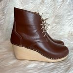 Maguba Leather Wood Wedge Clog Wedge Boot‎ Chocolate Brown Women’s 38 8 Photo 1