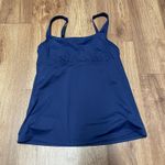 Lands' End  Womens Solid Navy Blue Tankini Underwire Swim Top Size 4 Stay Put Hem Photo 0
