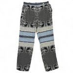 Etro Silk Multi Pattern Straight‎ Leg Pants Black White Blue Size 10 Euro 46 Photo 12