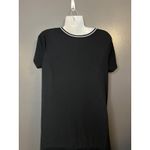 SO  T-Shirt Dress Women’s Large Black Ribbed Knit Stripe Neck Short Sleeve Mini Photo 6