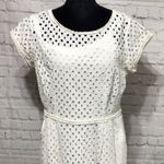 Madison Leigh White Belted Eyelet Sheath Dress Preppy and Chic Sizeb10 Photo 5