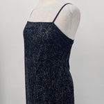 Vintage Y2k Maxi Overlay Glitter Floral Dress Split Front Gown Black Silver Size M Photo 6