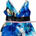 Corey P. Sleeveless Floral Tropical Print Mini Dress Belt Mini‎ Dress Blue 10 Blue Photo 8