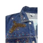 Vintage Freego Western Denim Jacket Women’s Medium Cowgirl Rhinestone Americana Blue Photo 3