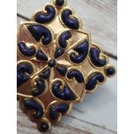 Vintage Clip On Earrings Unusual Gold Tone Cut Out Design Diamond Shape Large Photo 2