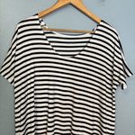 Quince  Maternity Black and White Striped‎ Bamboo Short Sleeve Tee Photo 3