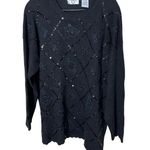 Cervelle Black Embellished Knit Sweater Diamond Pattern Size 1X Womens Photo 0
