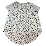Loft Ann Taylor  Women's Gray Short Sleeve Round Neck T-Shirt With Bird Pattern L Photo 2