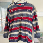 Liz Claiborne BOGO Vintage 90s Y2K Ribbon Bow Striped Red White Blue USA Sweater Photo 0
