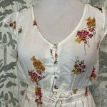 Lucky Brand ivory feline floral print maxi dress button down sz L Photo 3