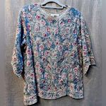 Solitaire Anthropologie Scalloped  Embroidered Top Womens Small 3/4 Short Sleeve Photo 0