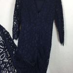 Alexis  Nadege Blue Crochet Lace Midi Dress Small Cocktail Mermaid Wedding Photo 9