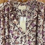 MELLODAY Floral Print Ruffle Short Sleeve Smocked Blouse in Ivy Purple Size 2X Photo 5