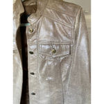 Alfani  Metallic Genuine Leather Jacket Shiny Bronze Textured Moto Streetwear Y2K Photo 4