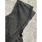 White House | Black Market Black Textured Leaf Top Ruffle Neckline Brunch Size M Photo 3