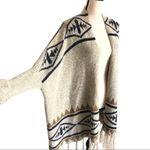 Debut  Tribal Pattern Aztec Print Fringe poncho Cardigan One Size M/L Photo 1